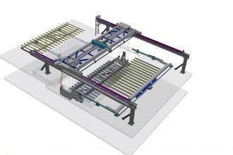 Carroponte per trasporto reti con trasporto traversale
