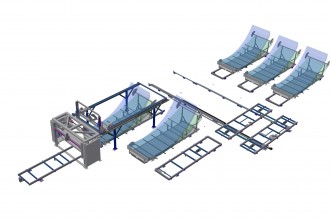 Sistema di logistica con trasporto reti su carrelli mobili