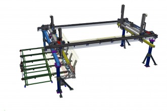 Sistema trasporto reti mediante pinze di presa